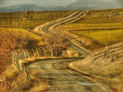 Farm landscape mountains