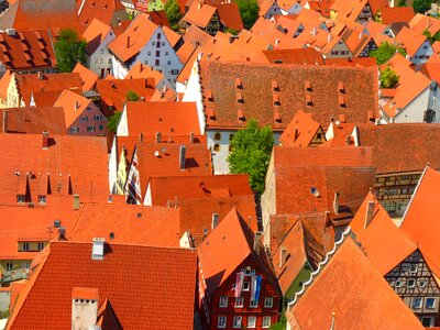 Housetop roofing red