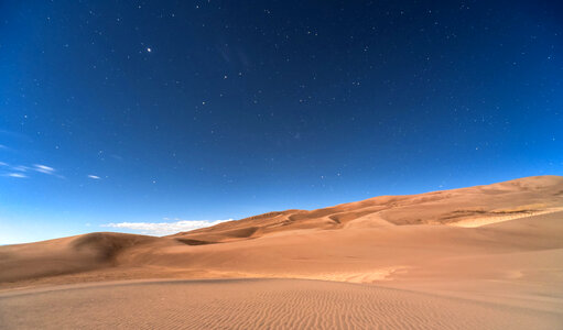 Sky and Stars at Night above the Desert landscape in Colorado photo