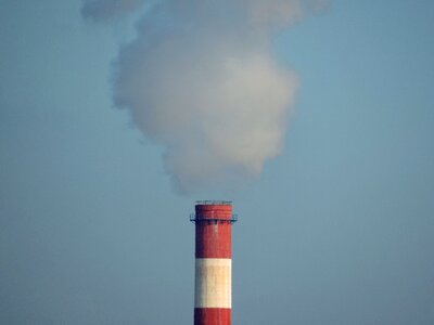 Factory tower smoke photo
