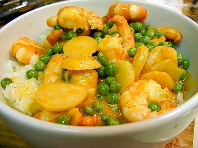 Curry prawn rice