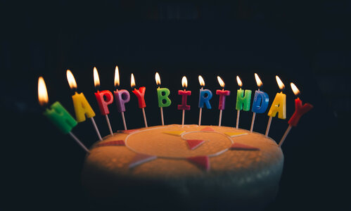 Happy Birthday Candles on Cake image photo