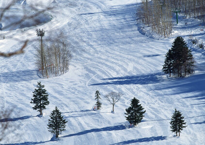 Winter landscape in mountains with snow photo