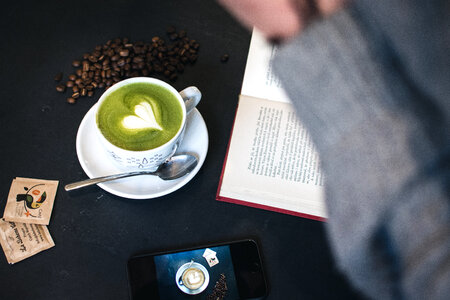 Green tea Matcha latté art photo