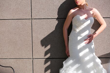 Wedding Dress posing shadow photo