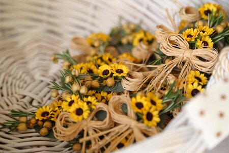 Wicker Basket flowers decorative photo