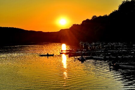 Boats fisherman orange yellow photo