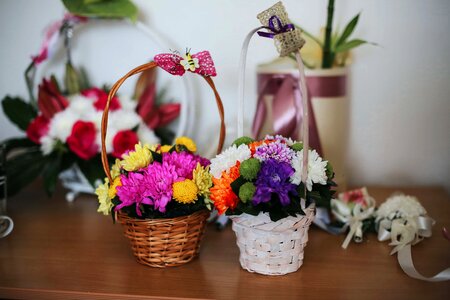 Wicker Basket romantic bouquet photo