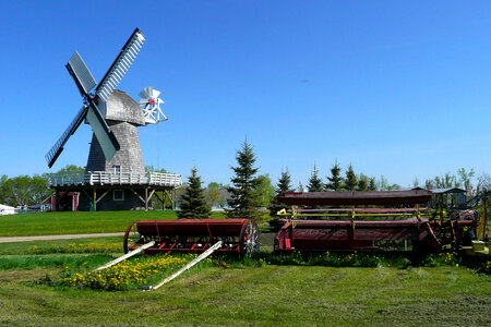 Mennonite Heritage Village windmill in Manitoba, Canada photo