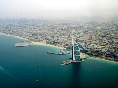 Coastline of Dubai with the Burj Al Arab Jumeirah in front in the United Arab Emirates - UAE photo
