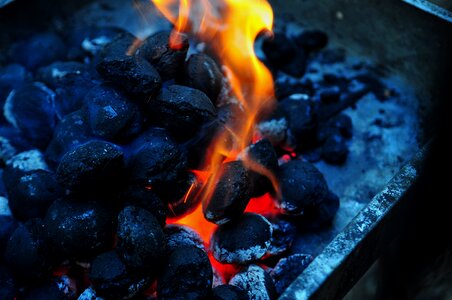 Barbeque fire briquette photo