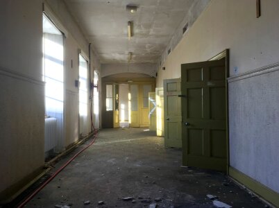 Abandoned building corridor photo