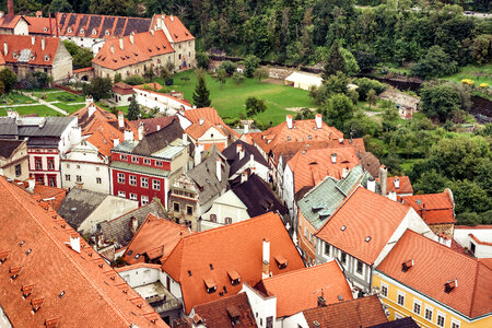 Rooftop view of the house surrounding. Cesky Krumlov, Czech Republic photo