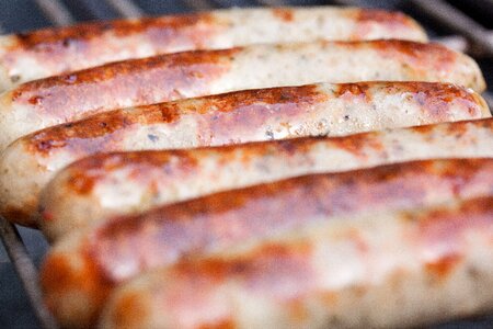 Sausages Grilling on Barbecue photo