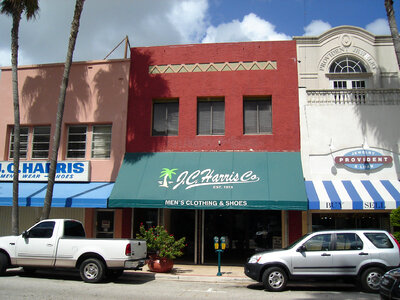 Downtown shops on Clematis Street in West Palm Beach, Florida
