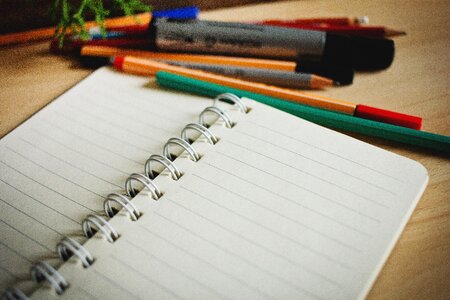 Open Notebook Pens Pencils photo