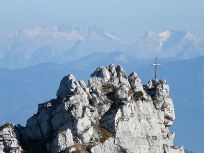 Summit cross backlighting haze photo