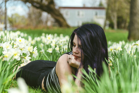 outdoor portrait of a beautiful Caucasian woman photo
