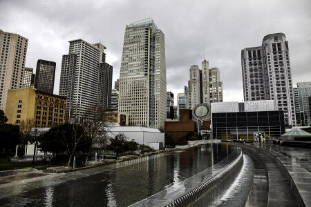 High-rises surround Yerba Buena Gardens in San Francisco, California photo