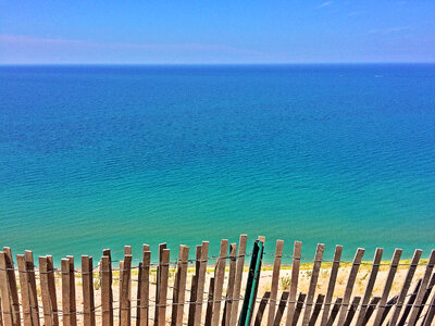 Landscape and Seascape of the great lakes and beach in Michigan photo