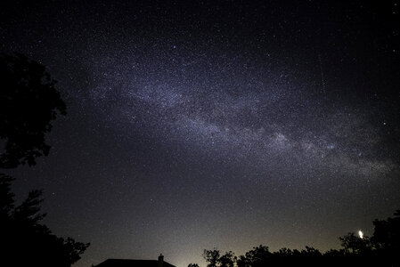 Starry Milky Way Galaxy above the house photo
