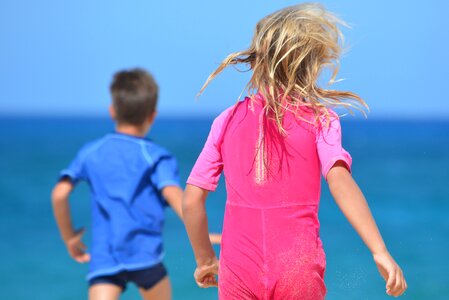 Girl walk sea