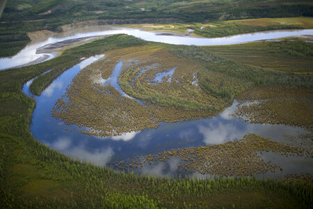 Aerial of lakes and rivers with wetlands at Tetlin National Wildlife Refuge photo