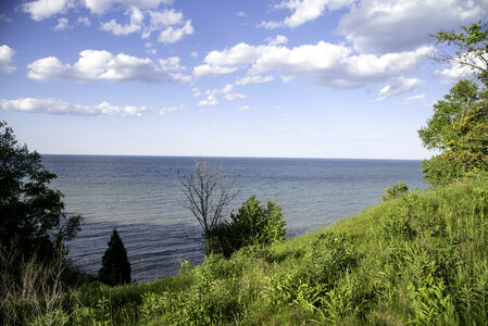 View of the landscape on lake Michigan