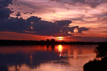 Bird pond sunset photo