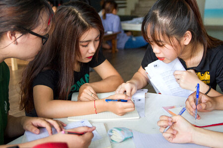 Female students studying photo