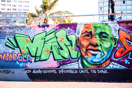 Nelson Mandela Graffiti on wall photo