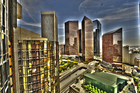 Towers and Skyscrapers HDR in Downtown Los Angeles, California photo