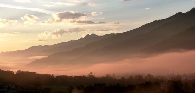 Mountains haze alpine photo