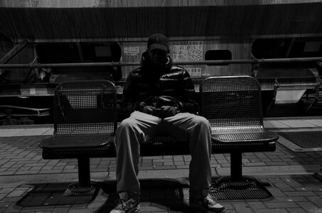 Waiting on bench photo