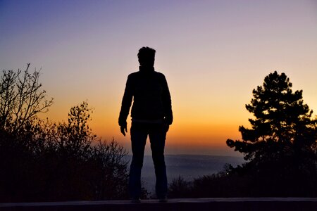 In the evening woman silhouette vista