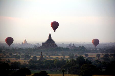 Balloon hot air balloon ride pagoda photo