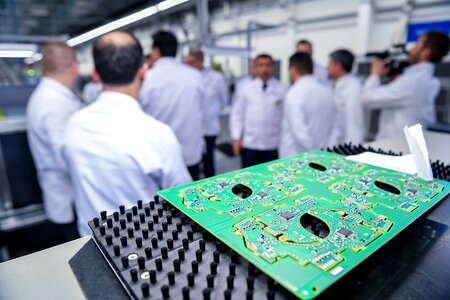 Production of electronic components at high-tech factory photo