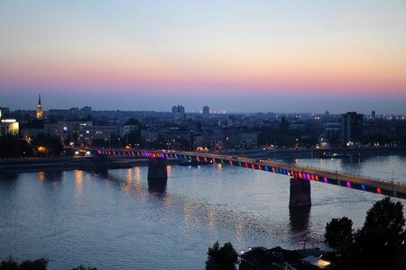 Dawn bridge panorama photo