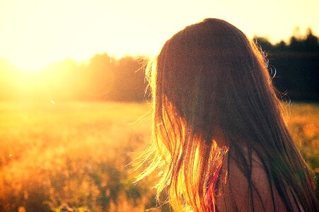 Backlight beautiful photo blonde