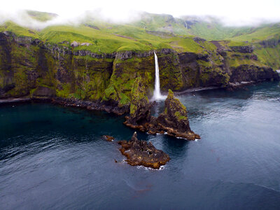 Waterfall off of Tanaga Island in Alaska