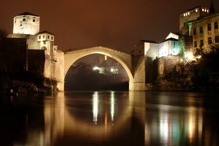 Old bridge rebuilt night