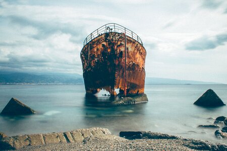 Rusty Ship Sea photo