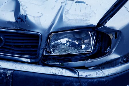 Blue broken car
