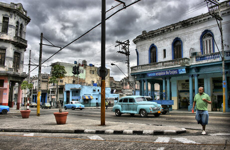 Car on Old Street in Havana, Cuba photo