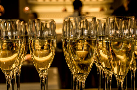 Glasses of wine celebrating the New Year photo