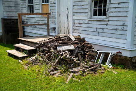 Chopped firewood  by the house
