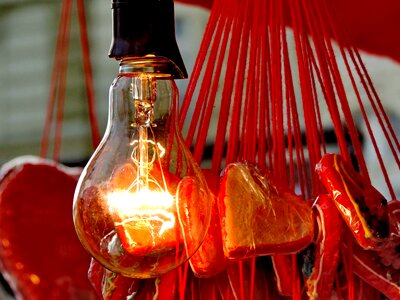 Decoration hearts light bulb photo