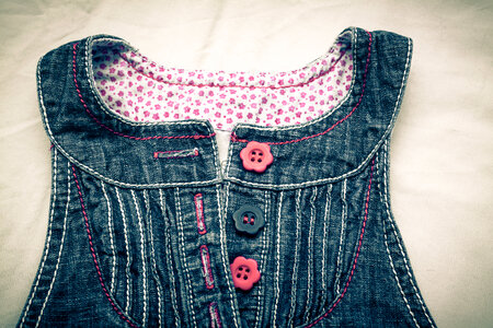Baby Girl Jeans Dress Closeup photo