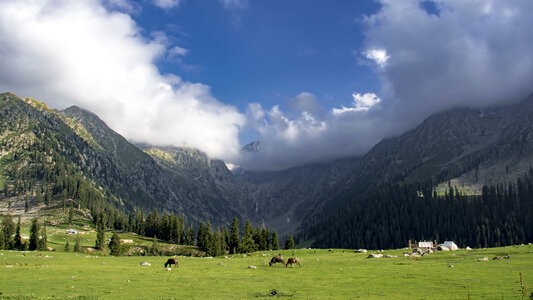 Upperdir landscape with mountains and clouds in Pakistan