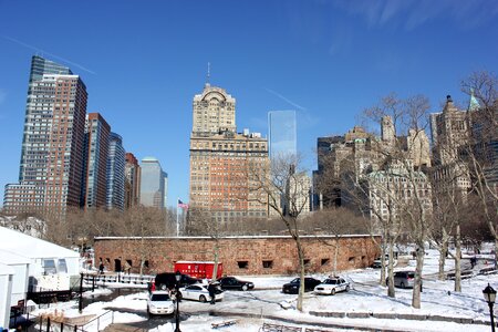 Memorial Walk at Battery Park under december's snow photo